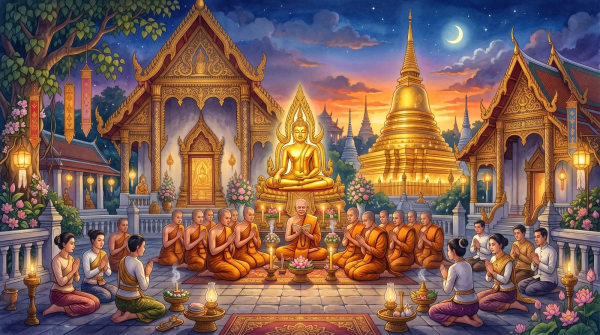 คำบูชาพระรัตนตรัยและปุพพภาคนมการ (ทำวัตรเย็น)
